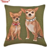 Kussenhoes - Gobelinstof - Chihuahua - Groene ondergrond
