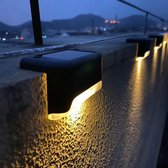 LED Solar Lamp voor op Muur - 4 stuks Automatisch | Zwart / Warm Wit licht