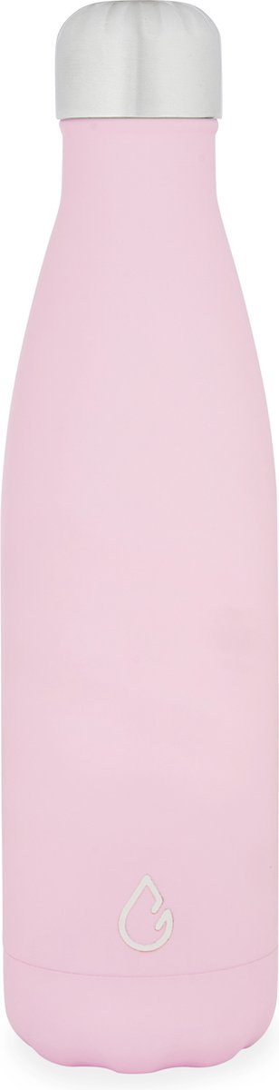 Wattamula Design eco RVS drinkfles - pastel roze - 500 ml - waterfles - thermosfles - sport
