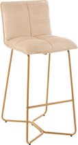 J-Line Barstoel Pierre Metaal/Textiel Beige Set van 2 stuks