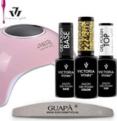 Victoria Vynn™ Gellak Starterspakket + Gellak Lamp | Gellak Base En Topcoat | Professionele Gellak Set | Cadeau Vrouwen | Carat Gold 224