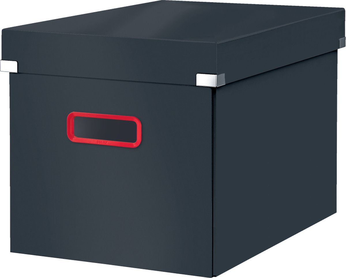 Leitz Click & Store Grote Opbergdoos - 80% Gerecycled Karton - 32 x 31 x 36 Cm (BxHxD) - Opvouwbare Opbergdoos met Deksel - Fluweel Grijs