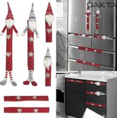 Dakta® Kerstdecoratie Koelkast I 6-delige beschermkap koelkast I Rudolph karakter I Anti-slip handvat | Kerst Versiering