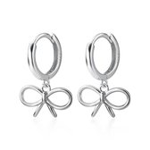 Gading® dames meisjes Oorbellen met zilver strik oorhanger- oorringen - 19mm- 925 zilver