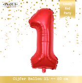Cijfer Ballon 1 Jaar * Hoera 1 Jaar Snoes * 80 cm Verjaardag Nummer Ballon * Snoes * Verjaardag Versiering * Kinderfeestje * Rood * Lovely Red * Nummer Ballon 1