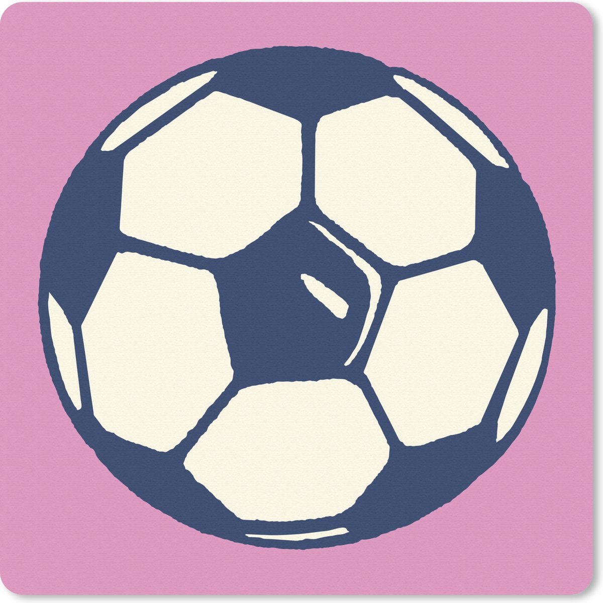 Muismat 30x30 cm - Mousepad Een illustratie van een voetbal op een roze achtergrond - Jongetjes - Meisjes - Kids - Muismatten