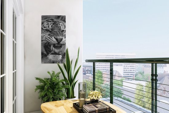 Affiche de jardin Tigre - Animaux - Zwart - Wit - 30x60 cm - Toile jardin