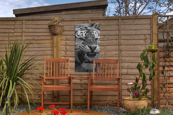 Affiche de jardin Tigre - Animaux - Zwart - Wit - 30x60 cm - Toile jardin