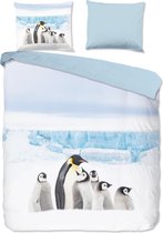 Warme Flanel Tweepersoons Dekbedovertrek Pinguins | 200x200/220 | Hoogwaardig En Zacht | Ideaal Tegen De Kou | Luxe Kwaliteit | Inclusief 2 Kussenslopen