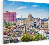 Artaza Glasschilderij - Havana Stad in Cuba - 120x90 - Groot - Plexiglas Schilderij - Foto op Glas