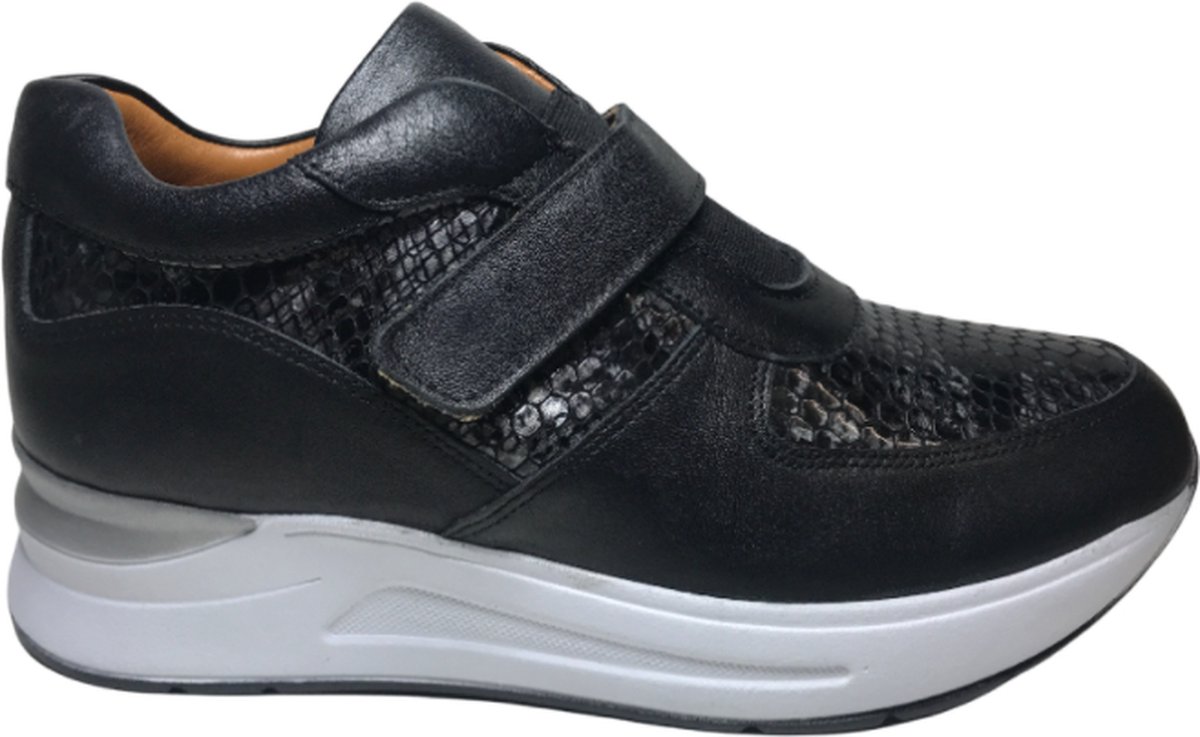 Manlisa mt 36 zwart velcro snake lederen comfort lederen sneakers W132-1983