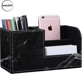 Malony Bureau Organizer - Bureau Accessoires - Pennenbakje - Make Up Organizer - PU leer - Marmeren Uitstraling – Zwart