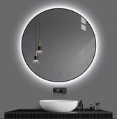Miroir de salle de bain Rond LED Zwart Mat 60 CM