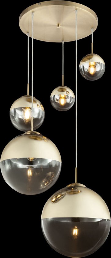 Moderne hanglamp met 5 lichtbollen | Glas | Hanglamp | transparent |  Woonkamer | Eetkamer | bol.