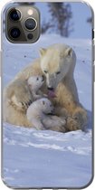 Geschikt voor iPhone 13 Pro Max hoesje - IJsberen - Sneeuw - Wit - Siliconen Telefoonhoesje