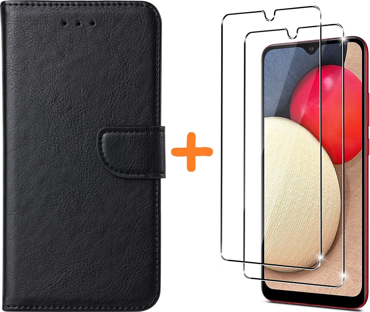 Hoesje Geschikt Voor Samsung Galaxy A03S hoesje - bookcase Zwart - Galaxy A03S wallet case portemonnee hoesje - A03S Hoesje book cover hoesjes Hoesje Geschikt Voor Samsung Galaxy A03s screenprotector / 2X Beschermglas