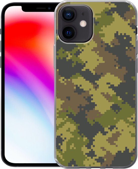 Coque pour iPhone 12 - Motif de camouflage illustré de pixels - Coque de téléphone en Siliconen
