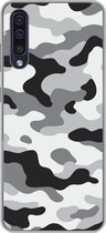 Geschikt voor Samsung Galaxy A50 hoesje - Zwart-wit camouflage patroon - Siliconen Telefoonhoesje