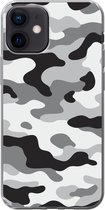 Coque iPhone 12 - Motif camouflage Zwart et blanc - Siliconen