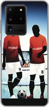 Geschikt voor Samsung Galaxy S20 Ultra hoesje - Een illustratie van twee voetballers in een stadion - Jongens - Meiden - Kids - Siliconen Telefoonhoesje