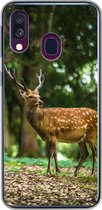 Geschikt voor Samsung Galaxy A40 hoesje - Hert - Bos - Dier - Siliconen Telefoonhoesje