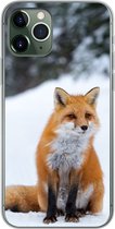 Geschikt voor iPhone 11 Pro hoesje - Vos - Sneeuw - Bos - Siliconen Telefoonhoesje