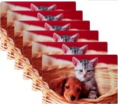 Placemats | Set van 6 stuks | Hond en Kat  | Onderhoudsvriendelijk