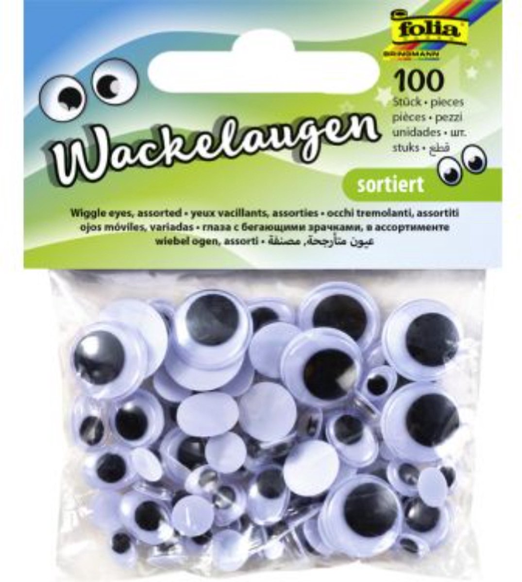 Wiebeloogjes - Bewegende wiebelogen - zwart wit - Googly Eyes - Oogjes - 6 verschillende maten - 100 stuks