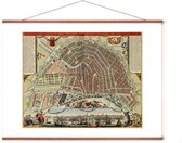 Poster In Posterhanger - Historische Oude Kaart Amsterdam - 50x70 cm - Kader Hout - Stadsplattegrond - Ophangsysteem