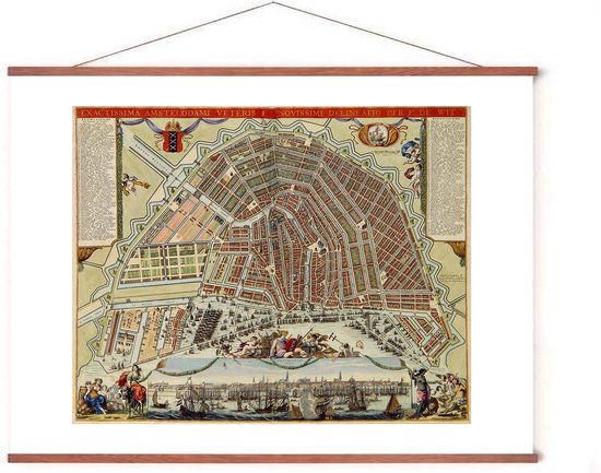 Poster In - Historische Oude kaart Amsterdam 1688 - Stadsplattegrond - Large 50x70