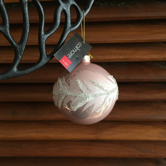 Diga Colmore kerstbal roze met steentjes 2 stuks