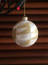 Diga Colmore kerstbal mat wit/goud 10cm - 2 stuks