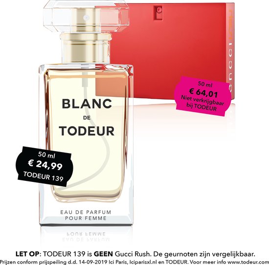 TODEUR 139 ≠ Gucci Rush |Parfum voor dames 50ml|Perfume dames| TODEUR Eau  de parfum... | bol