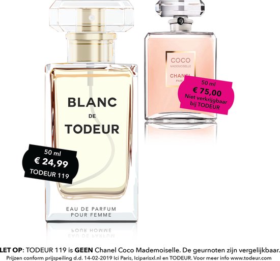logo Eed terugtrekken TODEUR 119 ≠ Chanel Coco Mademoiselle |Parfum voor dames 50ml|Perfume dames  |TODEUR... | bol.com