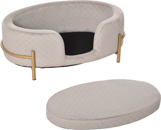 Nancy's Actinolite Dierenbank - Grijs - Fluweel, Schuim, Metaal - 25,19 cm x 15,74 cm x 9,44 cm