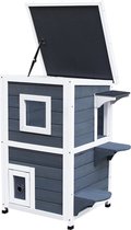 Medina Anglin Bay Cat House - Grijs, Wit - Firwood, Asfalt - 20,07 cm x 20,07 cm x 32,01 cm