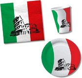 Tafel dekken versiering set vlag Italie thema voor 20x personen - Bekertjes - Bordjes - Servetten