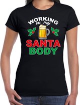 Santa body fout Kerst t-shirt - zwart - dames - Kerstskleding / Kerst outfit XL