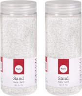 4x pakjes fijn decoratie zand wit 475 ml - decoratie - zandkorrels / knutselmateriaal