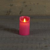 1x Fuchsia roze LED kaarsen / stompkaarsen 12,5 cm - Luxe kaarsen op batterijen met bewegende vlam