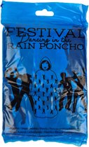 Festival poncho - Blauw - Kunststof - One Size - Regenponcho - Nood poncho