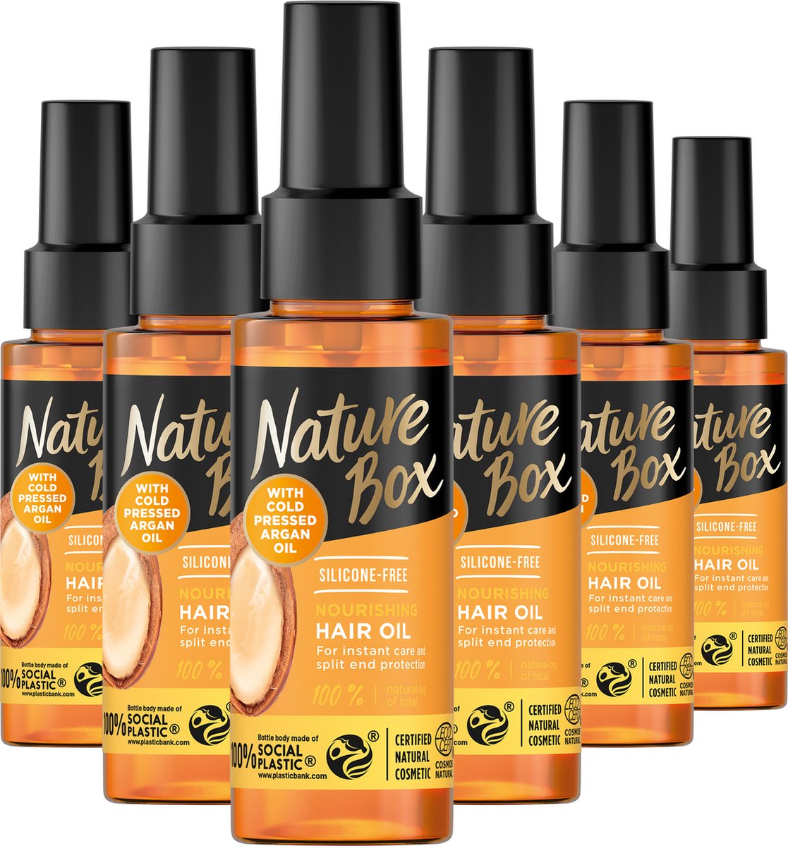Nature box Argan Haarolie 6x 70ml - Voordeelverpakking