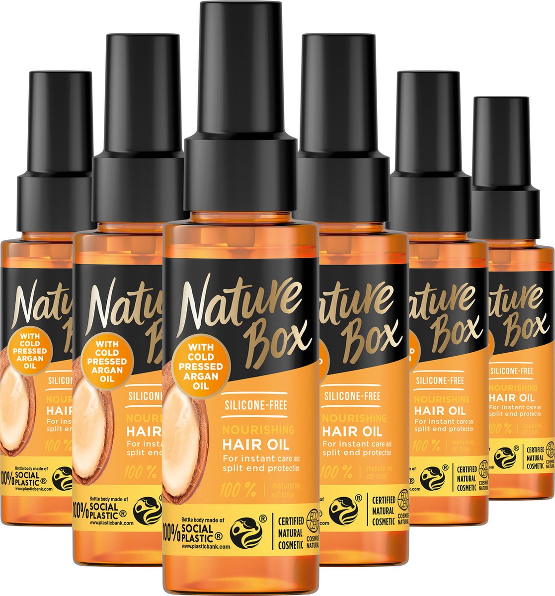 Nature Box - Argan Haarolie - Haarverzorging - Haarolie - Voordeelverpakking - 6 x 70 ml