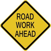 'Road work ahead' bord muursticker | 70x70cm