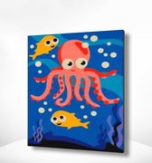 Painting Expert® Schilderen op nummer Volwassenen - Schilderen op nummer Kinderen - Octopus met Visjes - 40x50cm - Exclusief Lijst (16 kleurtjes)
