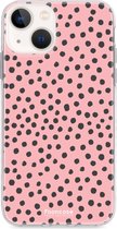Fooncase Hoesje Geschikt voor iPhone 13 Mini - Shockproof Case - Back Cover / Soft Case - POLKA / Stipjes / Stippen / Roze