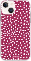 iPhone 13 Mini hoesje TPU Soft Case - Back Cover - POLKA / Stipjes / Stippen / Bordeaux Rood