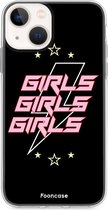 Fooncase Hoesje Geschikt voor iPhone 13 Mini - Shockproof Case - Back Cover / Soft Case - Rebell Girls (sterretjes bliksem girls)
