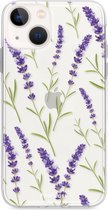 iPhone 13 hoesje TPU Soft Case - Back Cover - Purple Flower / Paarse bloemen