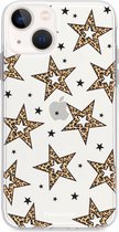 Fooncase Hoesje Geschikt voor iPhone 13 - Shockproof Case - Back Cover / Soft Case - Rebell Leopard / Luipaard sterren